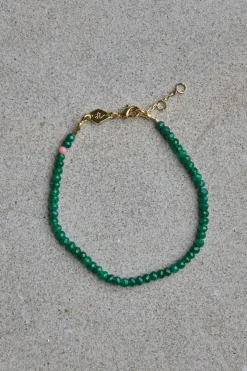 Armbånd - Tan Line Green Jade