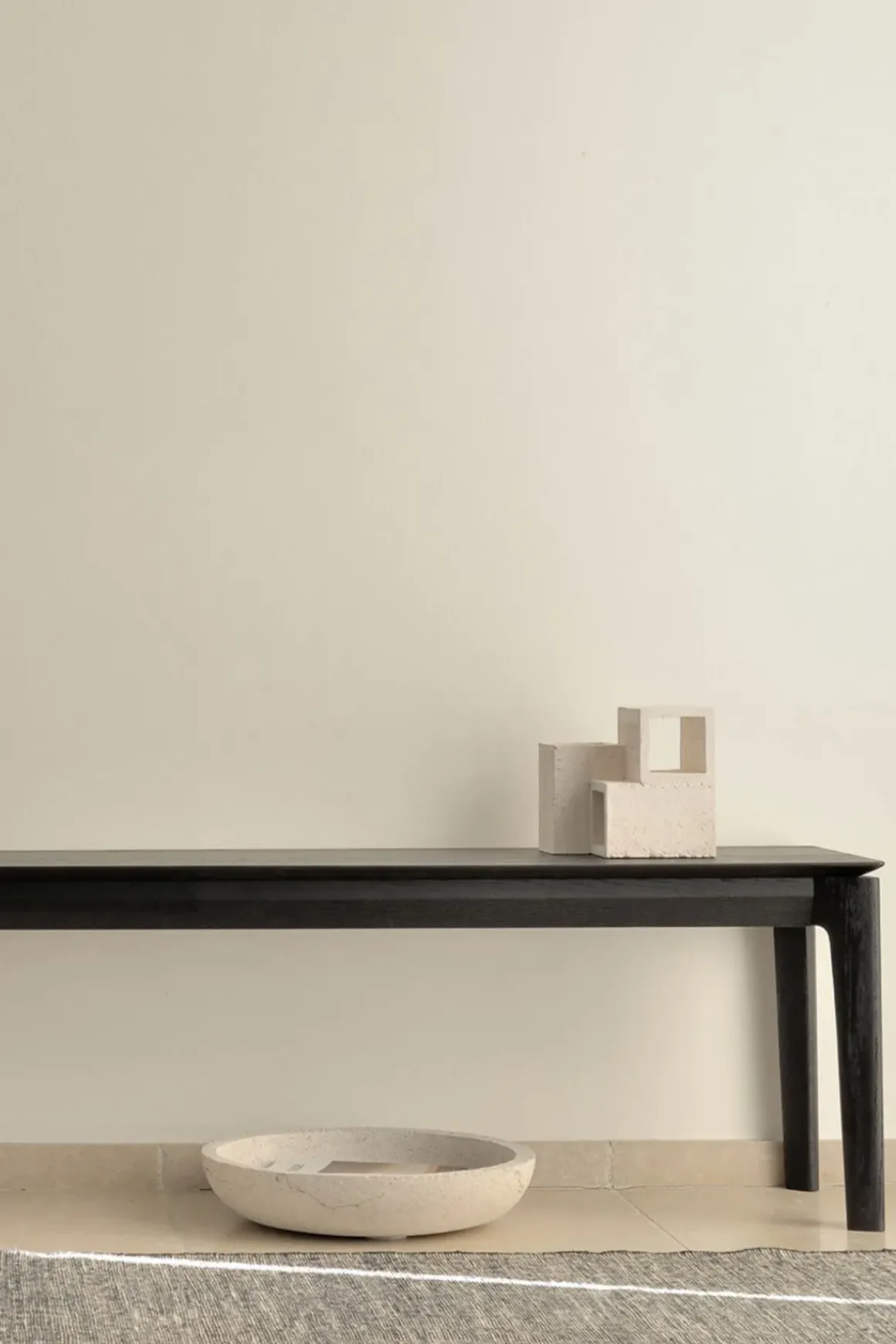 Benk - Bok Oak 186xh46cm Black