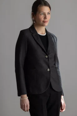 Blazer - Stand Up Collar Linen Honeycomb