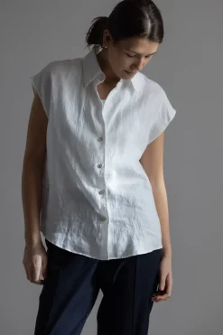 Bluse - Cap SLV Button Down