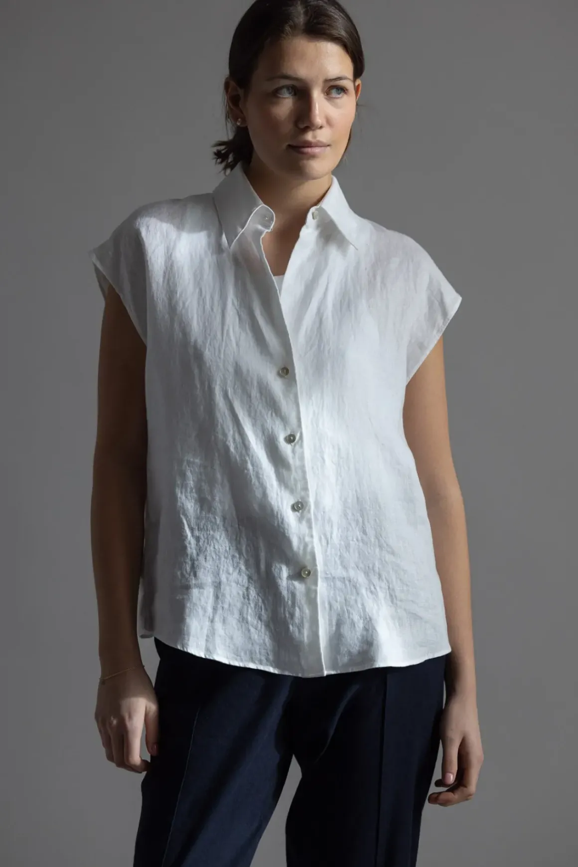 Bluse - Cap SLV Button Down