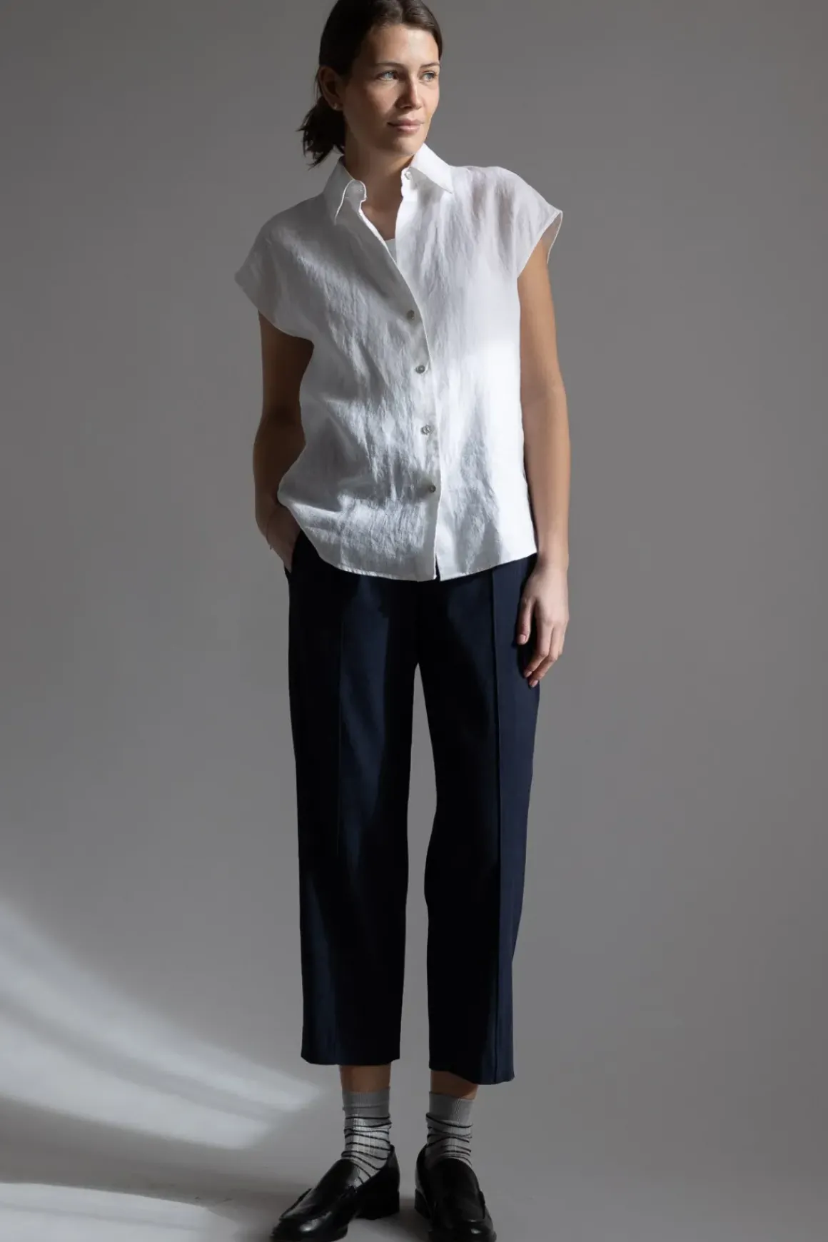 Bluse - Cap SLV Button Down