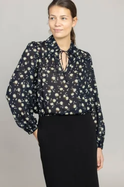 Bluse - Floral Volumes Blue/White Flower Garden