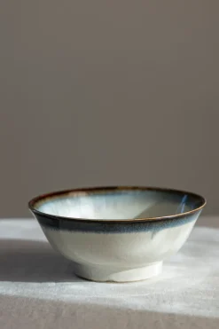 Bolle - Japansk Keramikk Dia21xH8,5cm Hvit M/Blå Kant