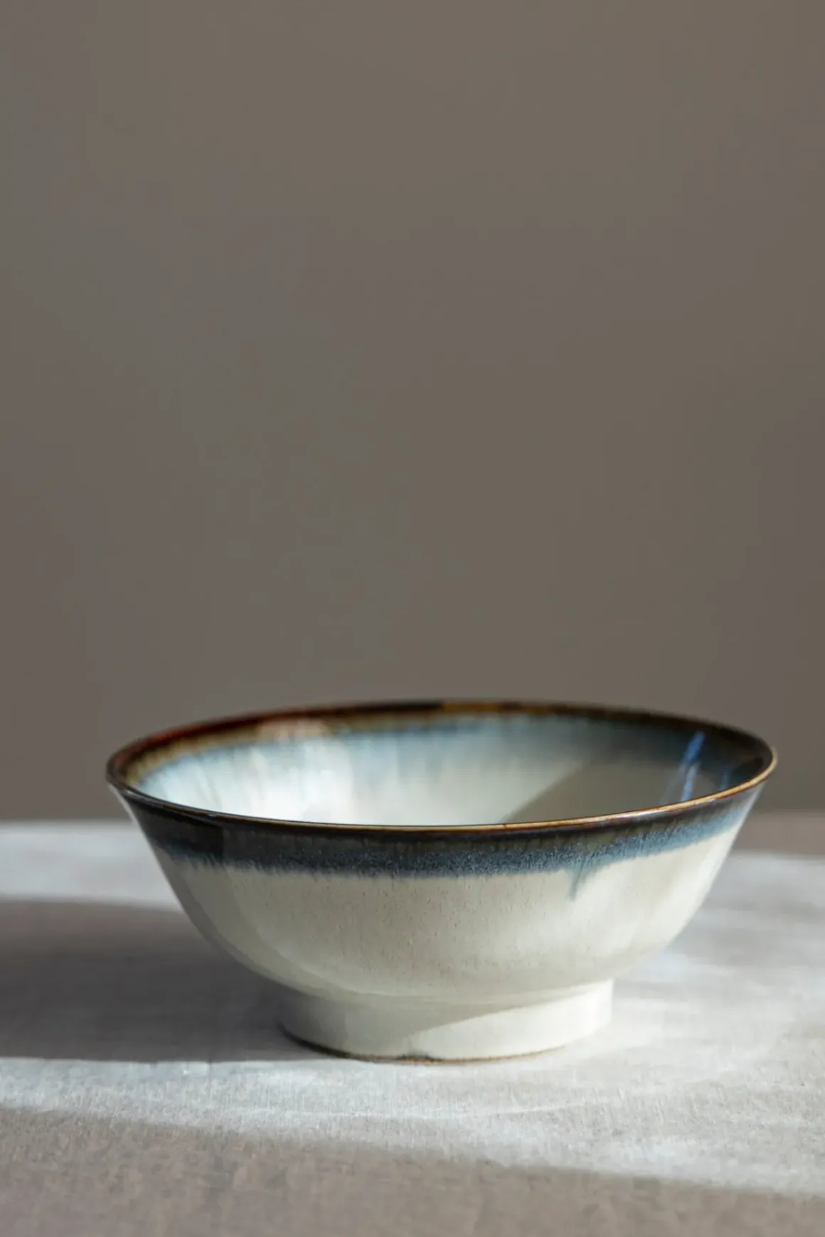 Bolle - Japansk Keramikk Dia21xH8,5cm Hvit M/Blå Kant