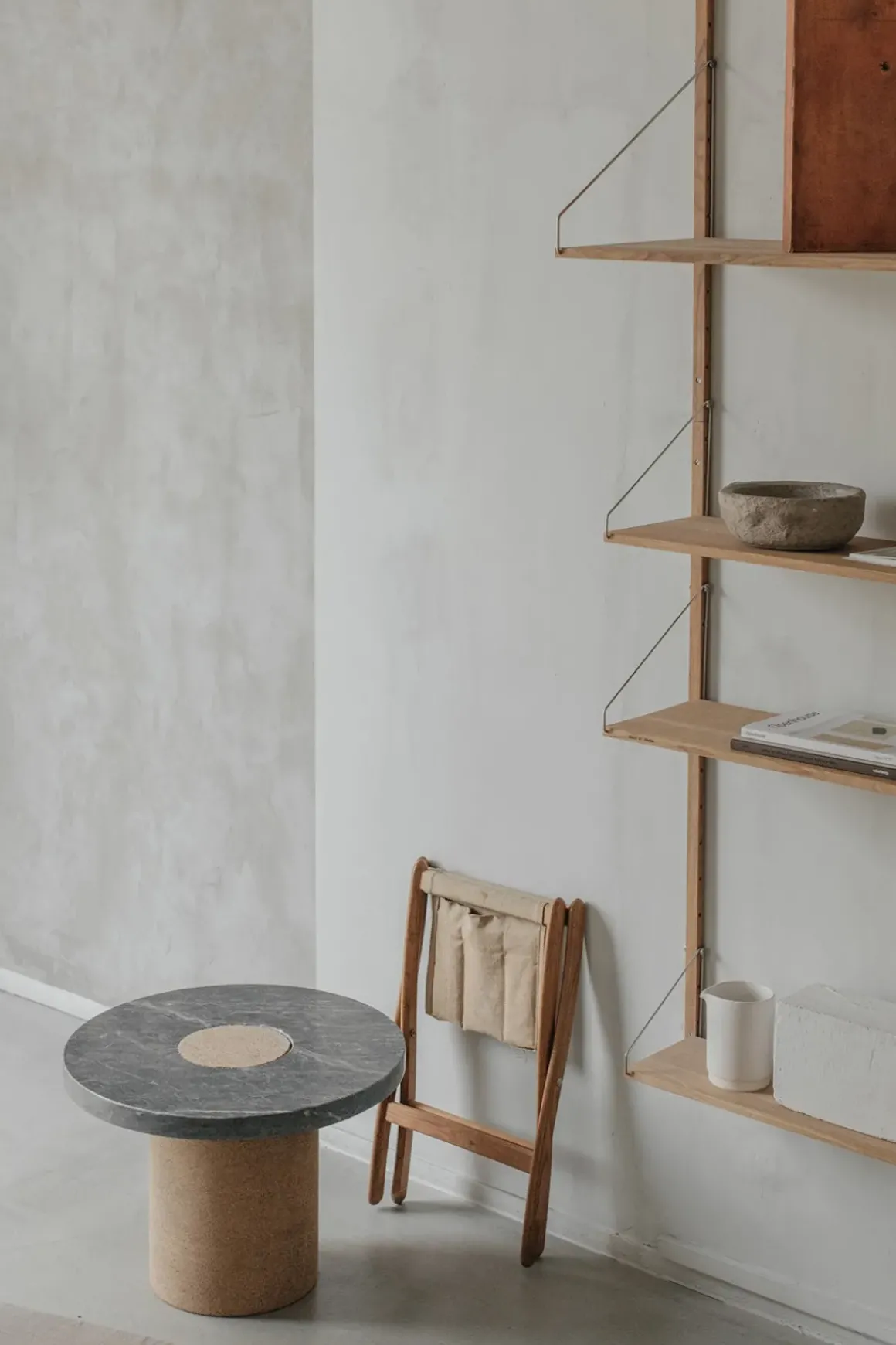 Bord - Sintra h42cm dia60cm Black Marble/Cork