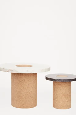 Bord - Sintra h42cm dia60cm White Marble/Cork