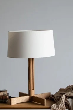 Bordlampe - Fad H61cm Natural Oak/Linen