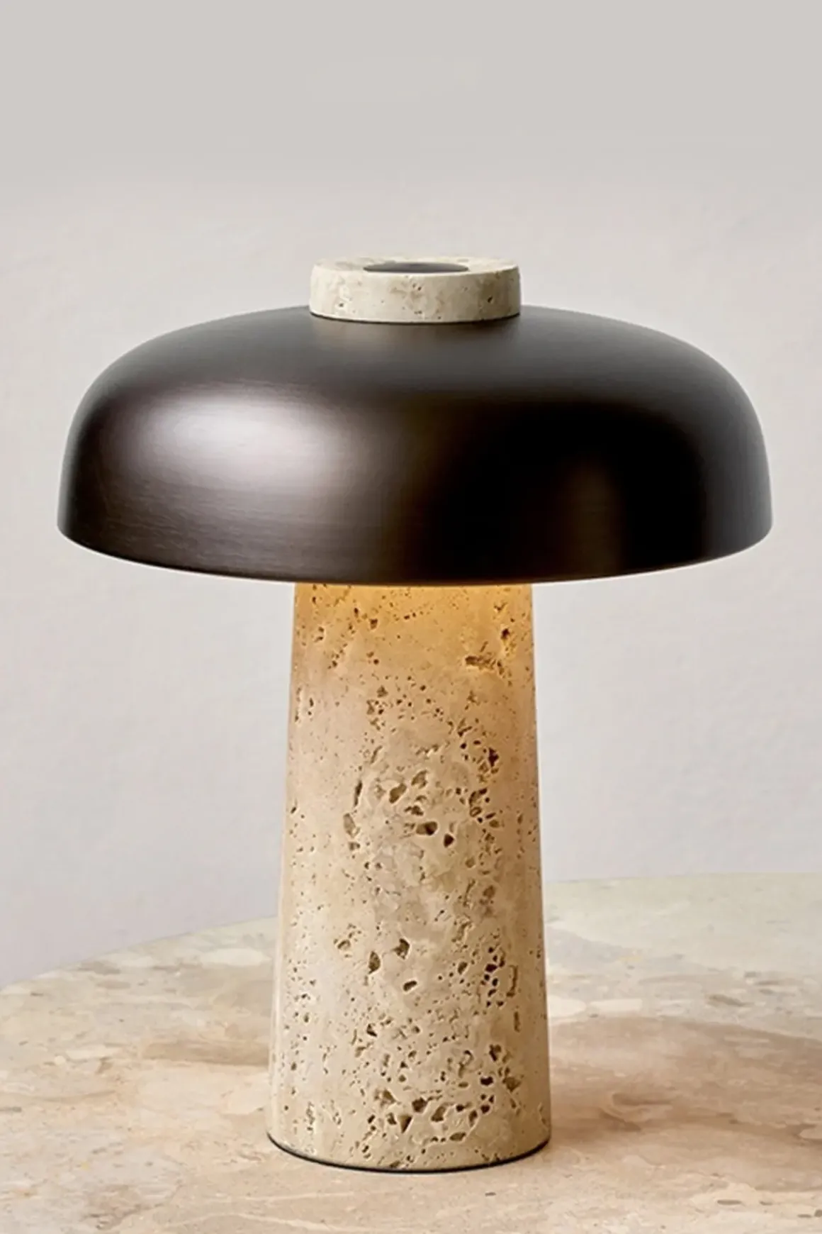 Bordlampe - Reverse Travertine Bronzed Brass