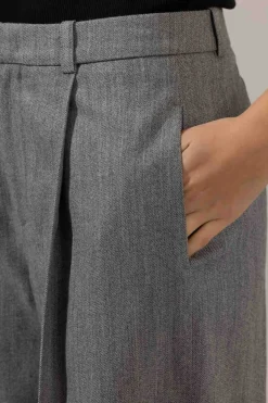 Bukse - High Waist Twill Stone Grey