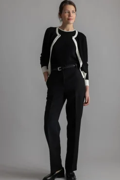 Cardigan - Classic Merino Cardigan Black Cream