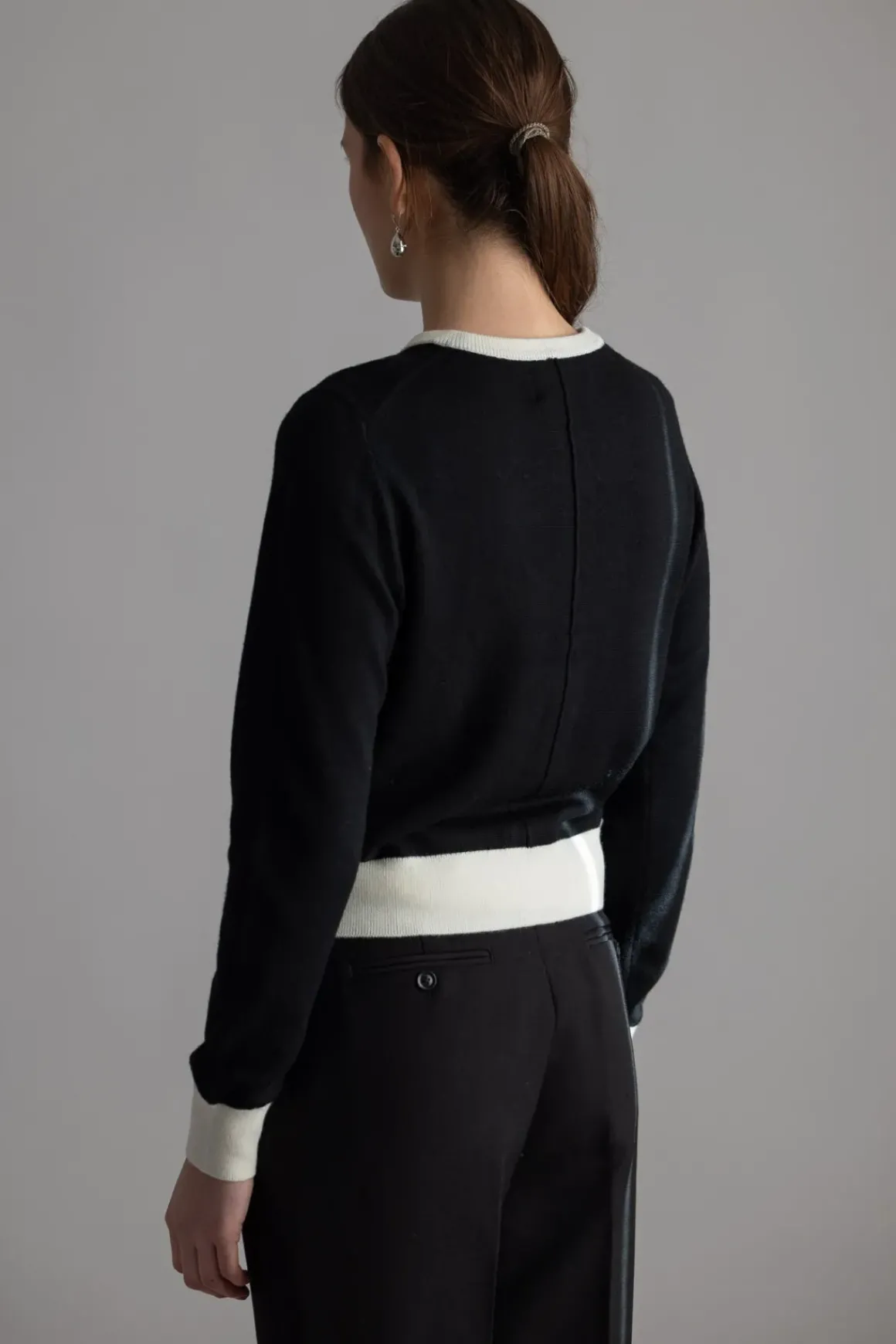 Cardigan - Classic Merino Cardigan Black Cream