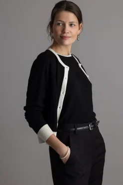 Cardigan - Classic Merino Cardigan Black Cream