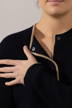 Cardigan - Contrast Tipped Coastal/Sable