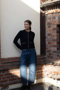 Cardigan - Contrast Tipped Coastal/Sable