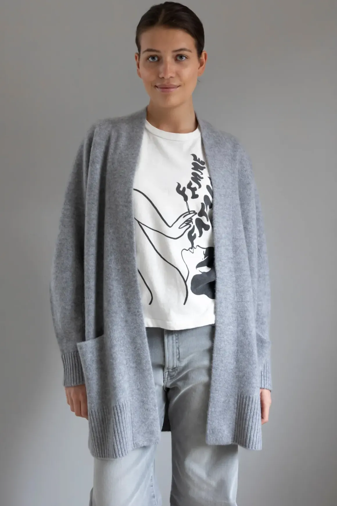 Cardigan - Shawl Collar Grey