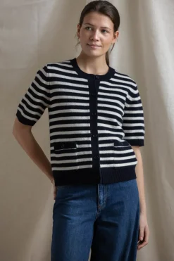 Cardigan - Toulouse Cardigan Tee Navy Snowflake Stripe