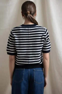 Cardigan - Toulouse Cardigan Tee Navy Snowflake Stripe