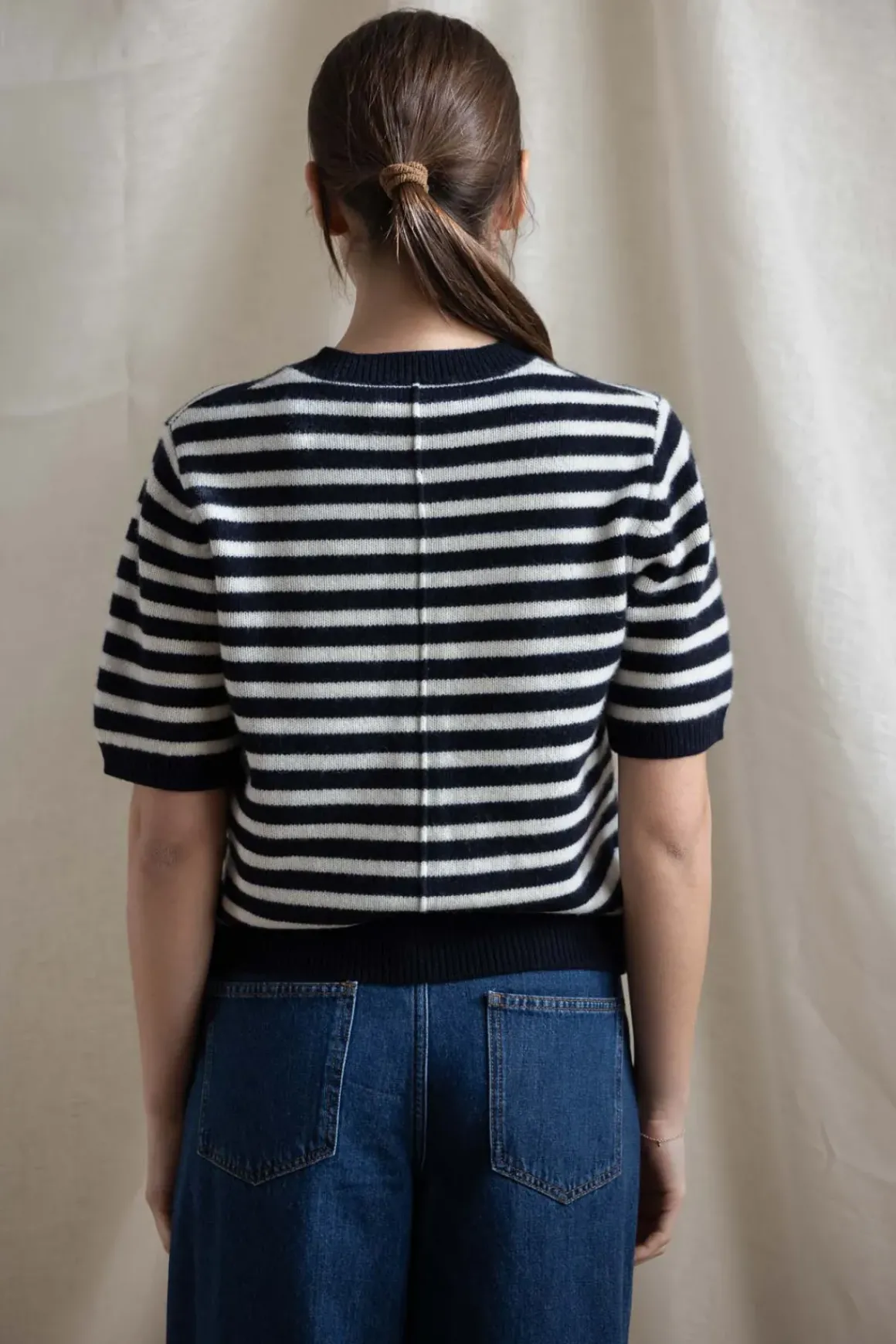 Cardigan - Toulouse Cardigan Tee Navy Snowflake Stripe