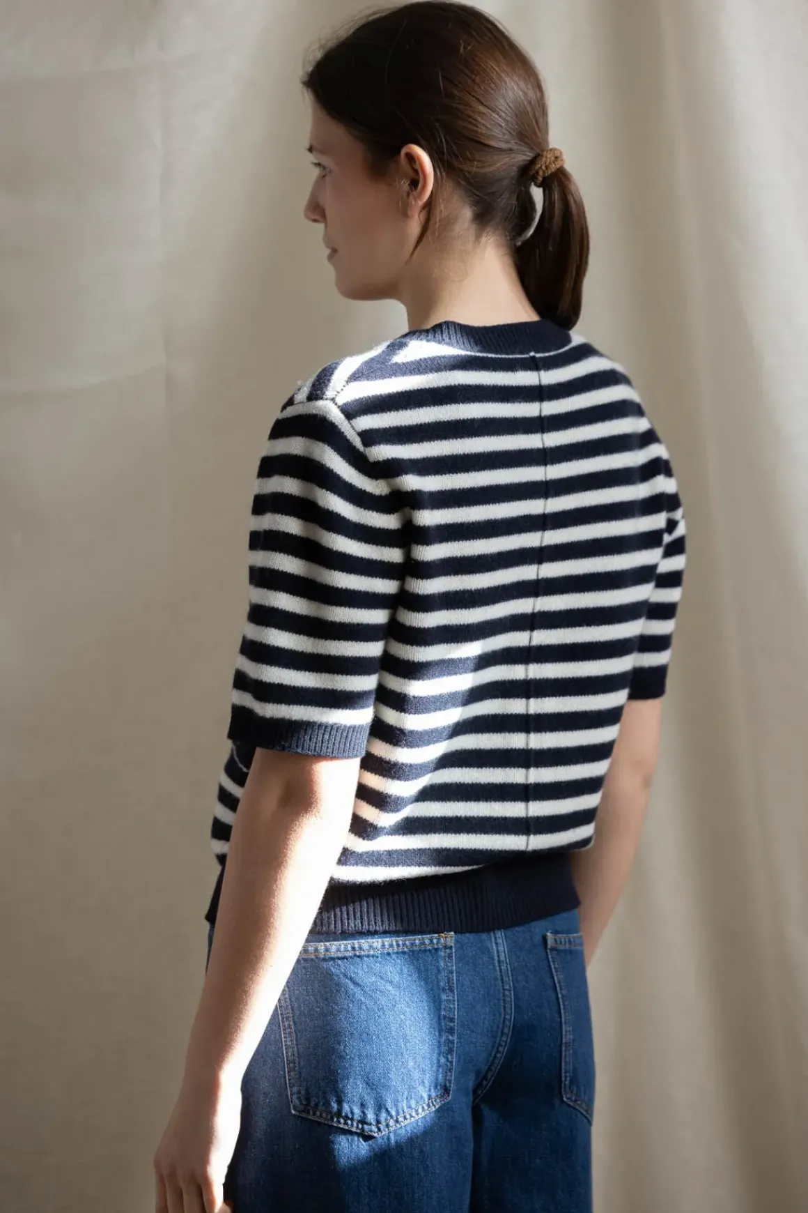 Cardigan - Toulouse Cardigan Tee Navy Snowflake Stripe