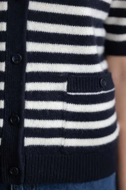 Cardigan - Toulouse Cardigan Tee Navy Snowflake Stripe