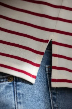 Genser - Breton Boatneck Longsleeve Cream Winetasting Stripe