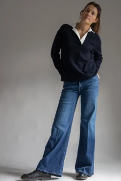 Genser - Contrast Collar Polo Coastal/Off-White