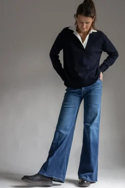 Genser - Contrast Collar Polo Coastal/Off-White