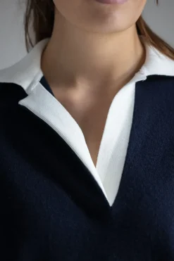 Genser - Contrast Collar Polo Coastal/Off-White