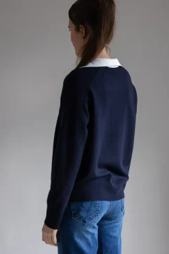 Genser - Contrast Collar Polo Coastal/Off-White