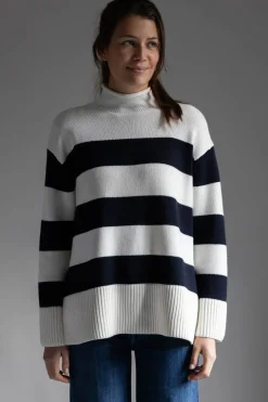Genser - Oversized Striped White/Coastal