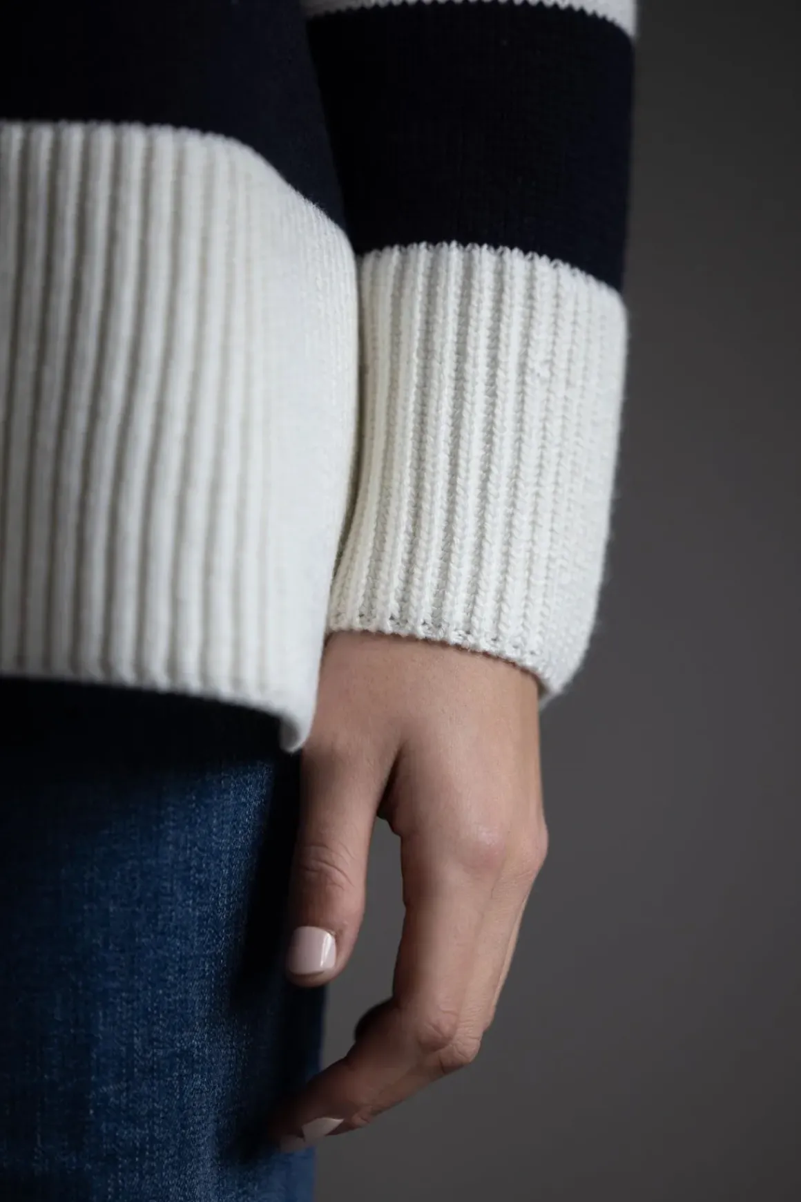 Genser - Oversized Striped White/Coastal