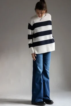 Genser - Oversized Striped White/Coastal