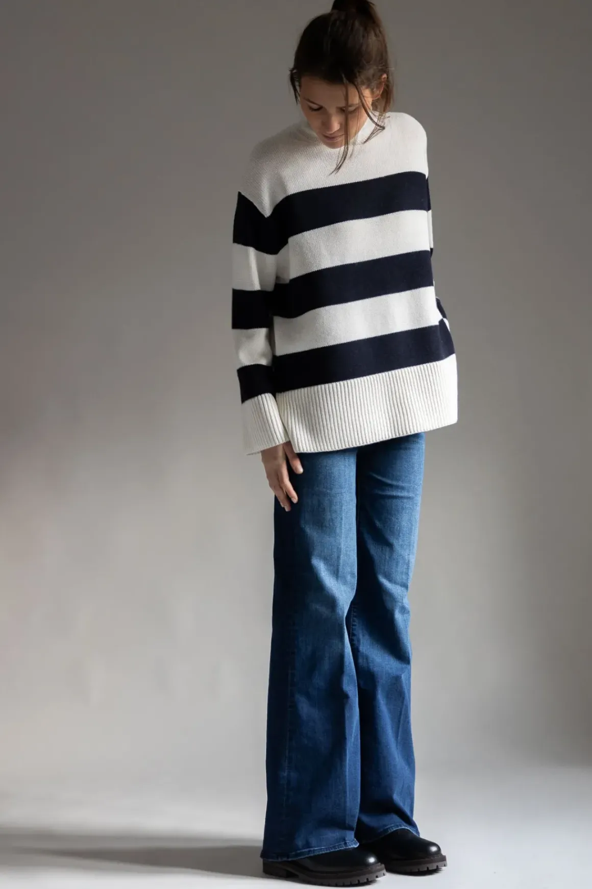 Genser - Oversized Striped White/Coastal