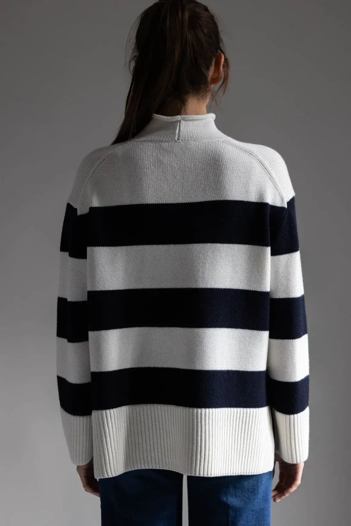 Genser - Oversized Striped White/Coastal