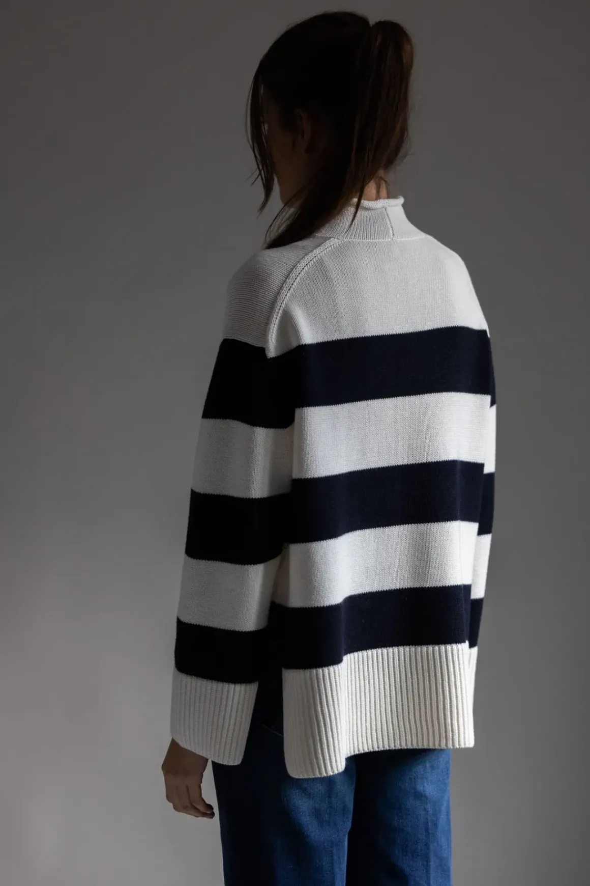 Genser - Oversized Striped White/Coastal