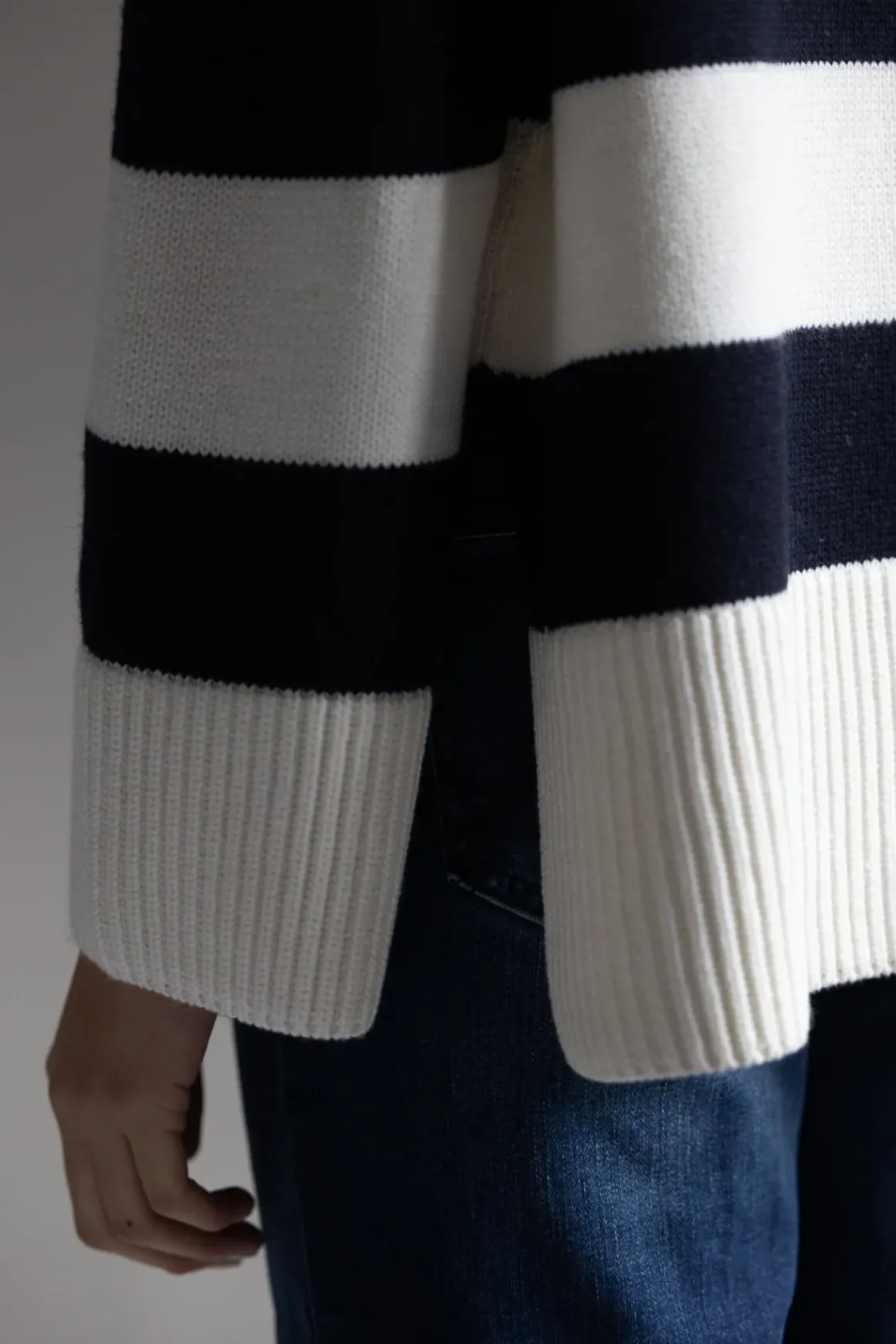 Genser - Oversized Striped White/Coastal