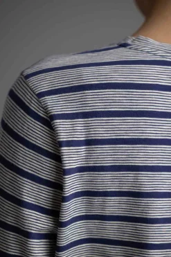 Genser - Stripe Crew Neck Tee Ecru/Royal Blue