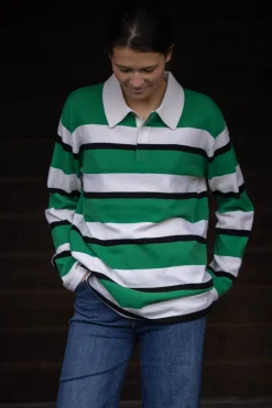 Genser - Striped Rugby Rainforest/Cream