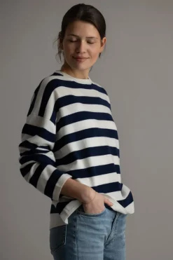 Genser - Toulon Sweater Artic Navy Stripe