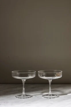 Glass - Ripple Champagne Saucer 2pk Clear