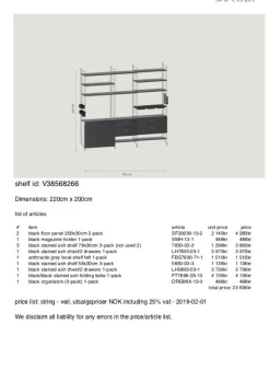 Gulvreol - m/Bord 220x200xd30 Sort