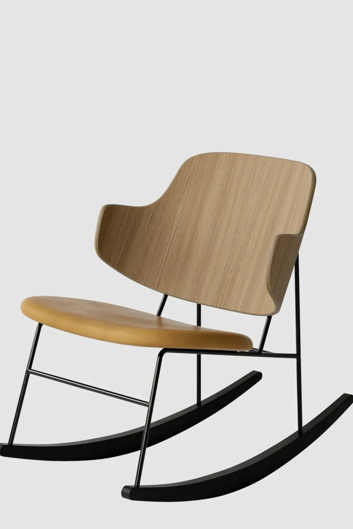 Gyngestol - The Penguin Rocking Chair Dakar 250, Black Steel, Natural Oak