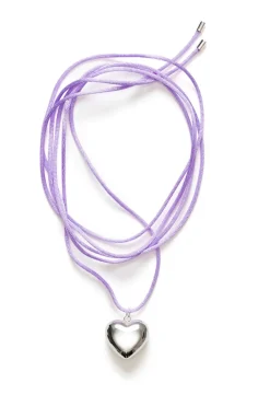 Halskjede - Silver Heart on a String Lilac