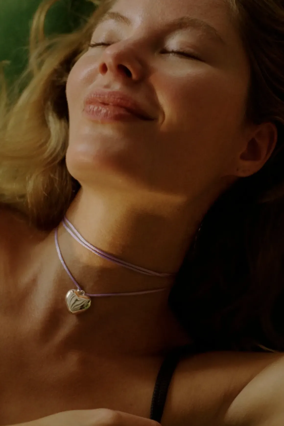 Halskjede - Silver Heart on a String Lilac