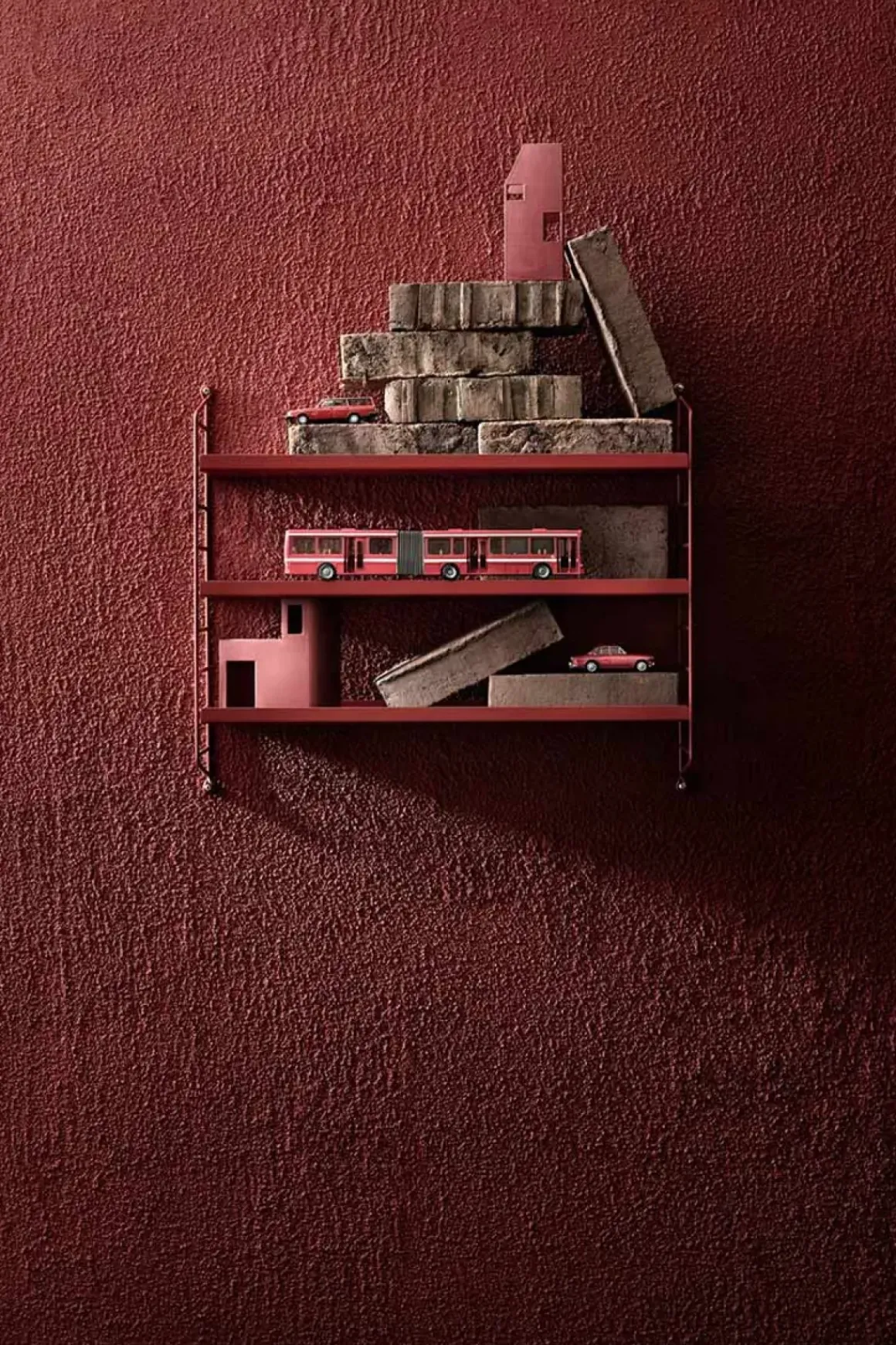 Hylle - Pocket 60x15xh50 Metall Oxtorgsrød