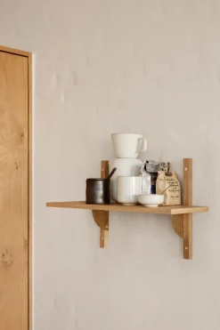 Hylle - Sector Shelf Single/Wide Oak/Brass