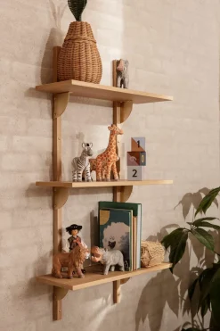 Hylle - Sector Triple Wide Natural Oak/Brass