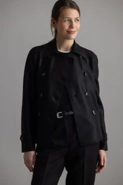 Jakke - Cropped Trench Light Pressed Wool