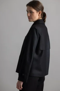 Jakke - Cropped Trench Light Pressed Wool